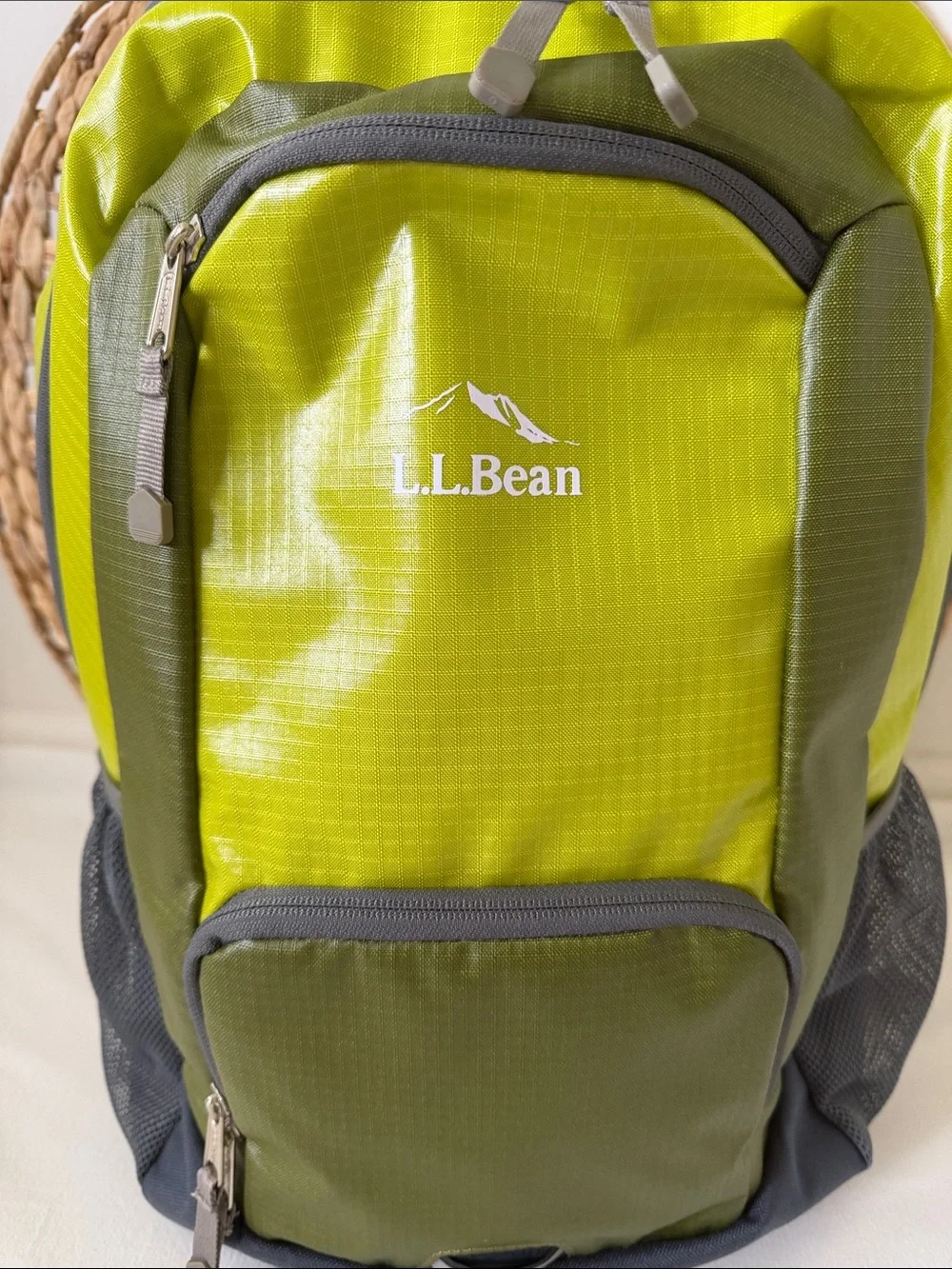 L.L.Bean Backpack Bookbag Green Gray Travel School Hiking